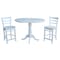 International Concepts Round 36 in Rd Extension Dining Table 34.9 inH, 2 Emily Counter Ht Stools, White, 36 in W, 48 in L K08-36RXT-S6172 - alternate 1